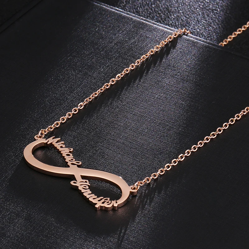 

Gold Personalized Word Custom Name Jewelry Silver Infinite Nameplate Pendants Rose Choker Necklace For Women Bridesmaid Gift