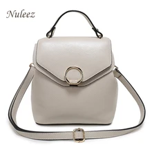 Nuleez Candy Pink White Black Genuine Leather Backpack Functional Women Backpack Girls Fashion Backpact Ladies Shoulder Bag 1801