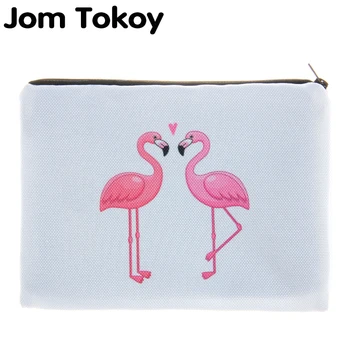 

Jom Tokoy White flamingos 3D Printing simple makeup bag neceser Cosmetic case women trousse de maquillage organizer pencil case