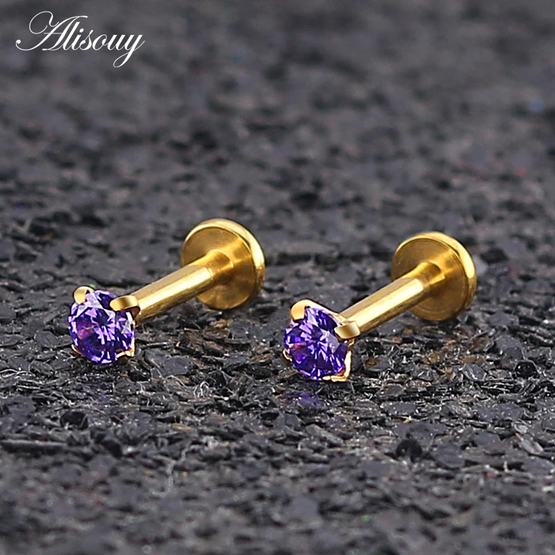 HTB1FhTxMFzqK1RjSZFoq6zfcXXam - Alisouy 1pc Surgical Steel Ear Cartilage Tragus Helix Piercing Labret Lip Studs Ring Internally Thread 16g 6/8/10mm Body Jewelry