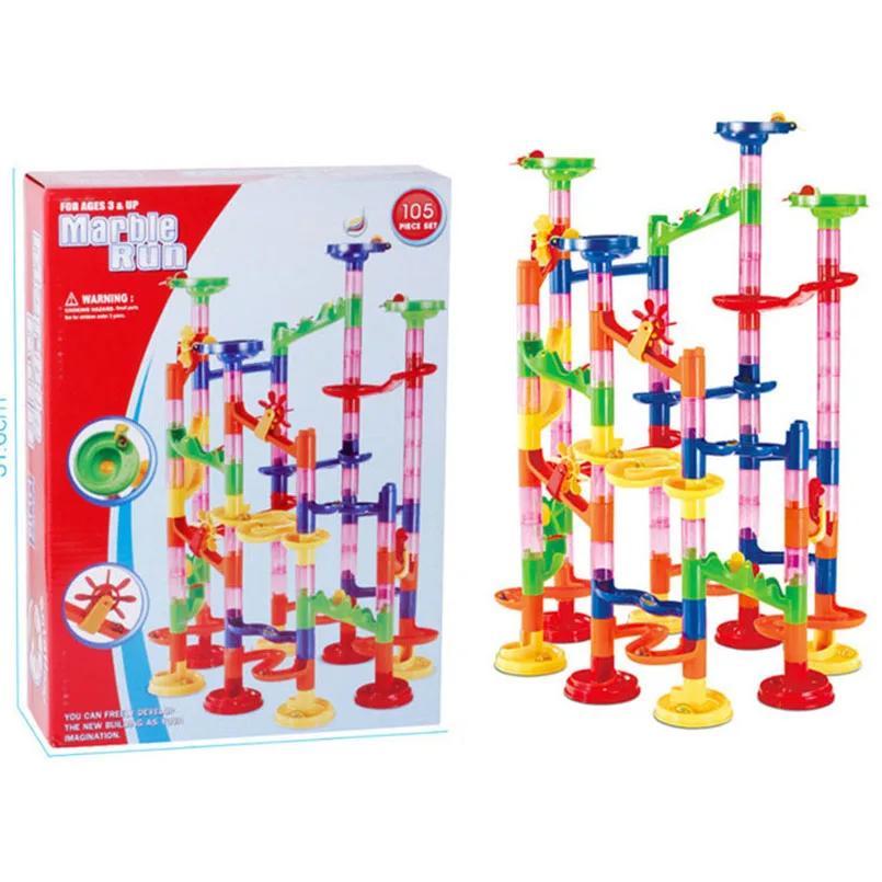 

105PCS DIY Construction Marble Race Run Maze Balls Track Building Blocks Children Maze Ball Roll Toy Interactive Game Kids Gift