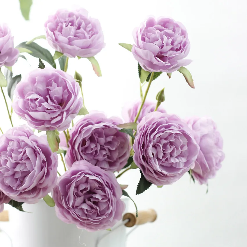 roses artificial peonies silk fabric flower fake flower wedding bouquet home decor  (124)