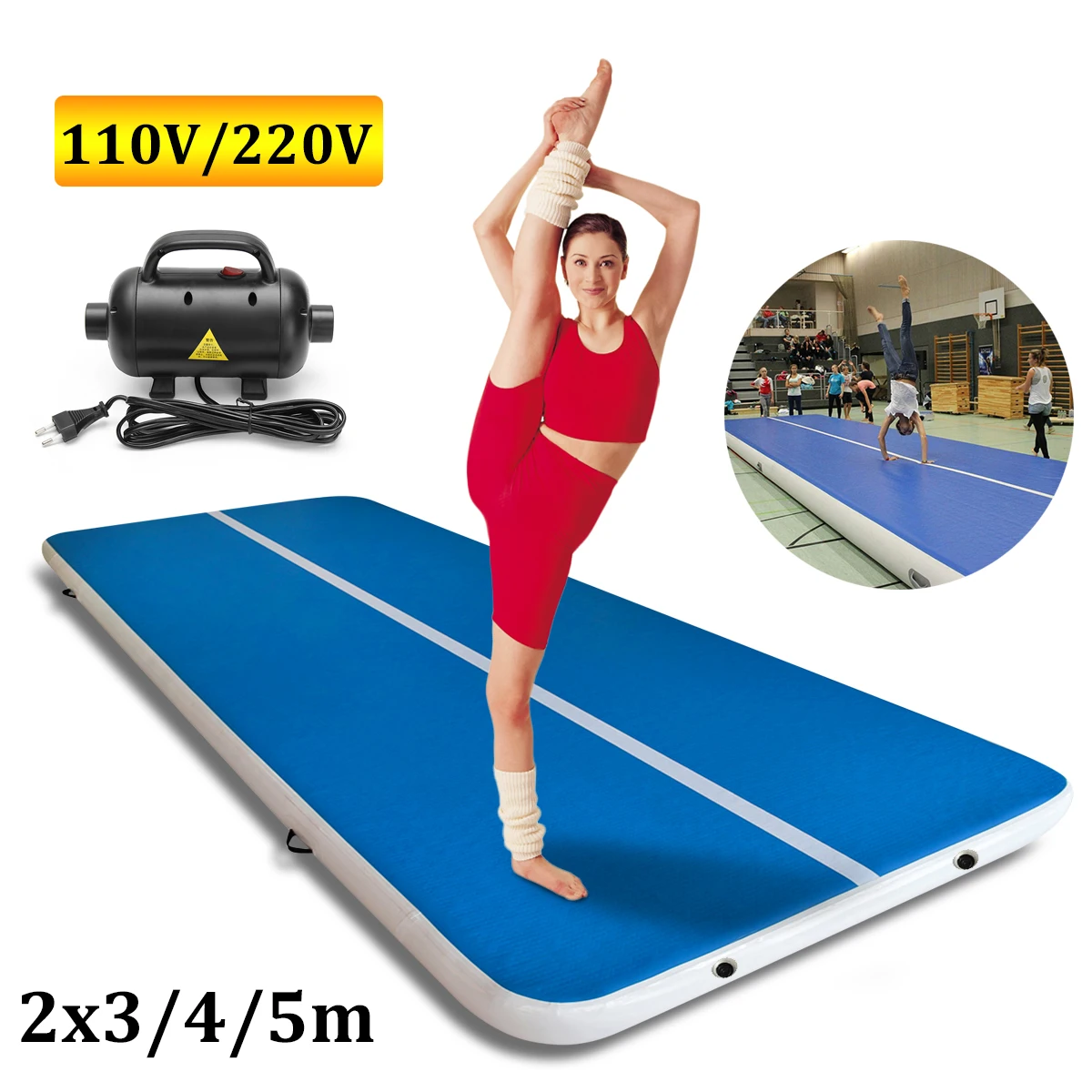 

78.7x118/157/196inch Inflatable Air Track Gym Yoga Mat Tumbling Gymnastics Cheerleading Pad