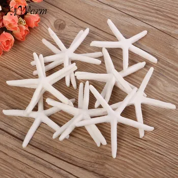 

KiWarm 12Pcs 8cm Cute White Sea Star Fish Five Finger Beach Coastal Ocean Animal Terrarium Ornaments Wedding Home Decor Gift