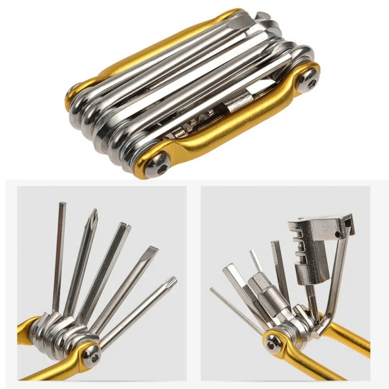 Best 11 In 1 Multi Function Bicycle Mechanic Repair Outdoor Tool Kit Pocket Chromium Plating Steel Durable Hardness Cycling Riding