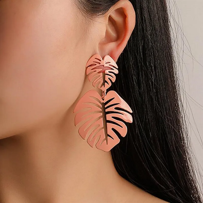 

Timlee E113 New Personality Originality Hollowing Out Leaf Alloy Long Dangle Earrings,Fashion Accessories Wholesale