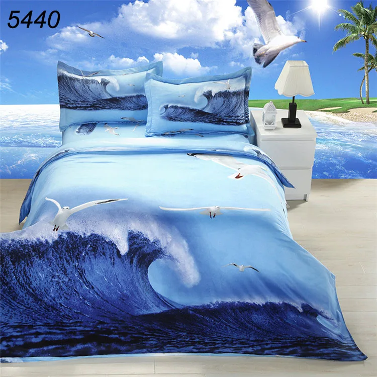 Seagulls Bedding Set Blue Ocean Waves 4pcs Bed New Seagulls Bedding Set Blue Ocean Waves 4pcs Bed New Design Arrival Hot Rose Eiffel Tower Flower Animal 5440