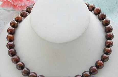 

Free shipping >>@ HUGE REAL 17" 12-15mm ROUND chocolate freshwater PEARL NECKLACE
