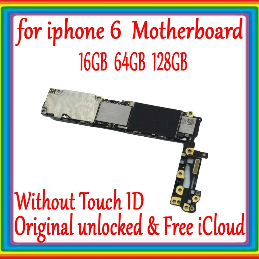 

with IOS System for iphone 6 4.7inch Motherboard without Touch ID,16GB 64GB 128GB for iphone 6 Mainboard 100% Original unlocked