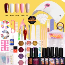 Маникюрный набор лампа для ногтей Набор 36 Вт светодиодный сушилка 10 мл УФ-гель для ногтей набор Гель-лак для УФ-геля набор для дизайна ногтей инструменты для маникюра