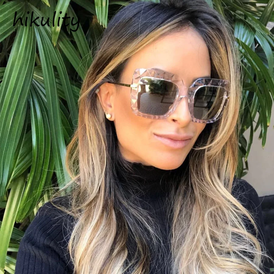 

81219b Oversized Rectangle Sunglasses Women Brand Designer Large Frame Gradient Lens Unique Sun Glasses Female UV400 Protection
