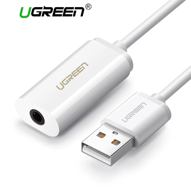 Ugreen 2 in 1 External Sound Card 3.5mm USB Adapter Audio Interface for iPhone EarPods Earphone