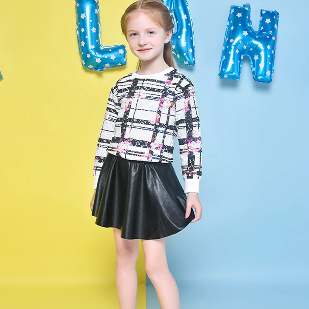 Новая черная юбка из искусственной кожи для девочек детская одежда для девочек, осенне-зимняя одежда на пуговицах модные юбки принцессы для девочек От 2 до 8 лет