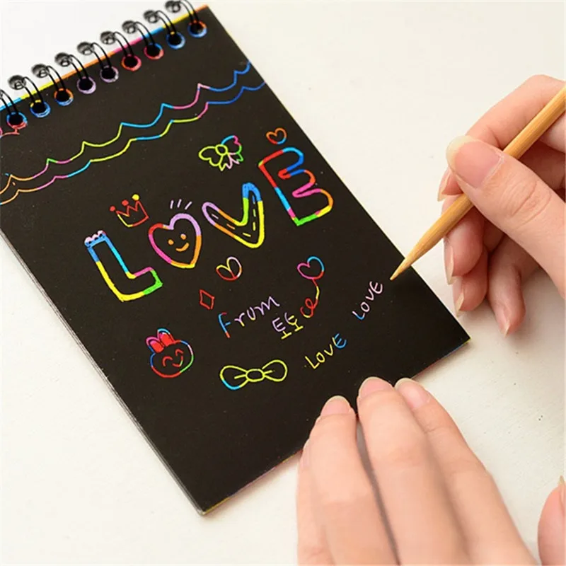 Fun DIY Doodling Drawing board Scratch Painting Book Kids Children