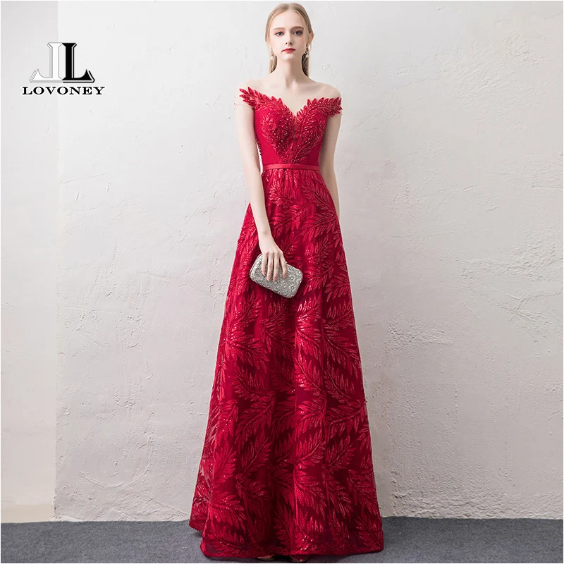 LOVONEY Short Sleeves Evening Dresses Long Woman Occasion Party Dresses Formal Dress Evening Gown Robe De Soiree XYG822