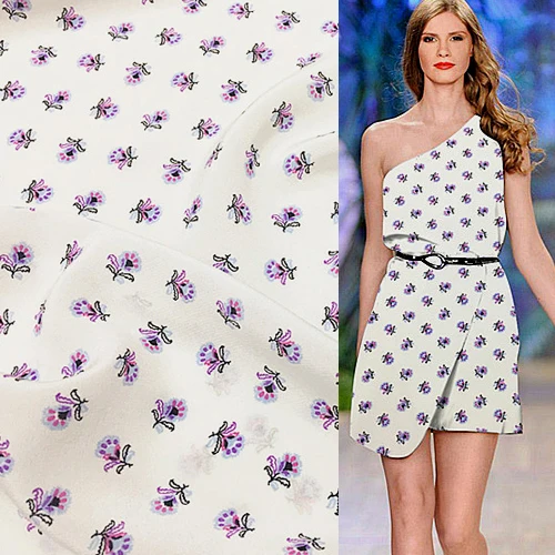 

Small flower pattern 100% silk Crepe DE chine fabric 14momme 136cm width by yard,SCDC451