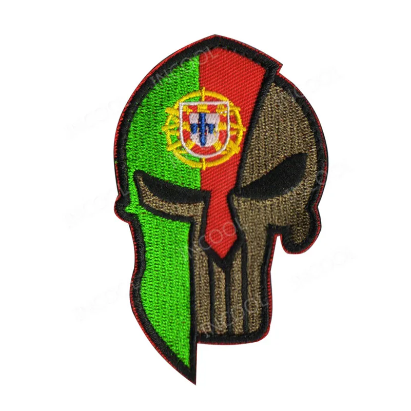 

Portugal Flag Skull Embroidery Patch Morale Patches Military Combat Tactical Appliques Emblem Portuguese Flag Embroidered Badges