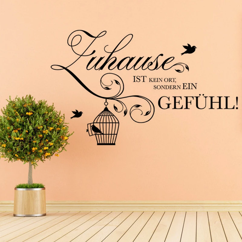 Наклейки Цитата Zuhause-ist-ein-Gefuhl настенное искусство наклейки Дизайн Настенный декор для гостиной домашний декор плакат украшение дома