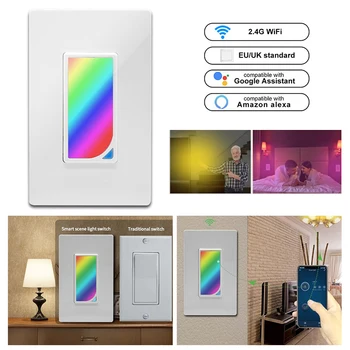 

RGB LED Scene Light Wall Switch WIFI Wireless APP Control Smart Home Touch Switches Works with Alexa/Google Home and IFTTT