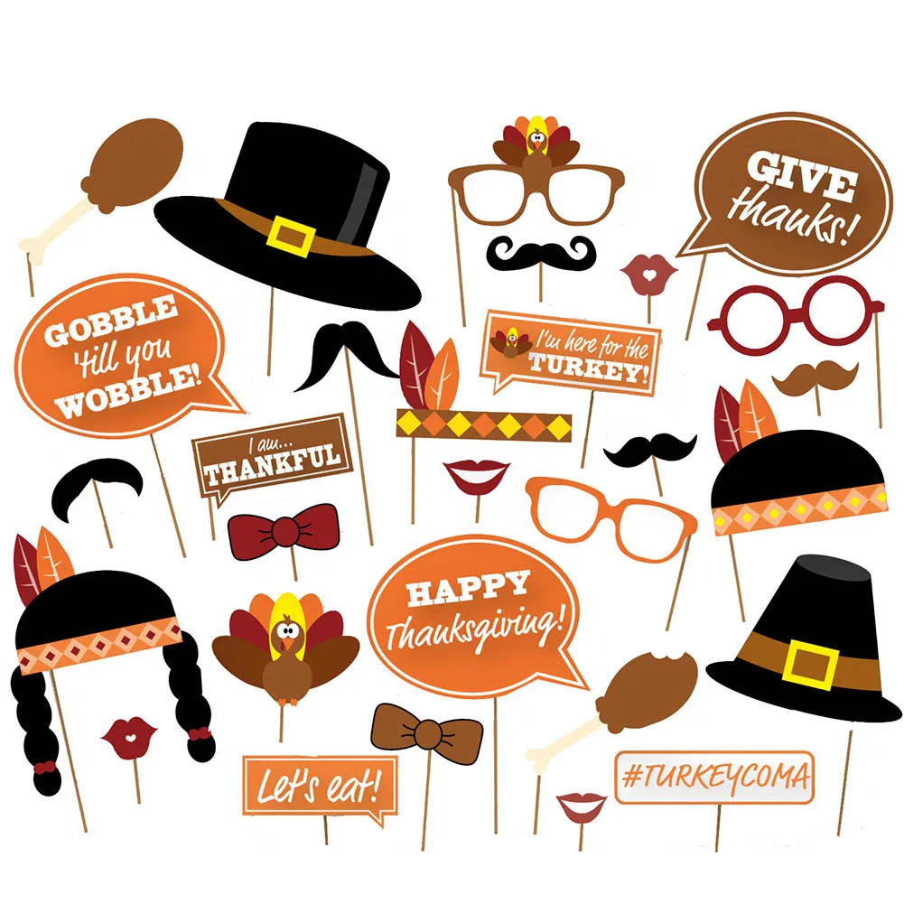 

29pcs Thanksgiving Day Photo Booth Prop Indians Turkey Thanksgiving Theme Party Photo Decor Supplies Hawaii Party Decor