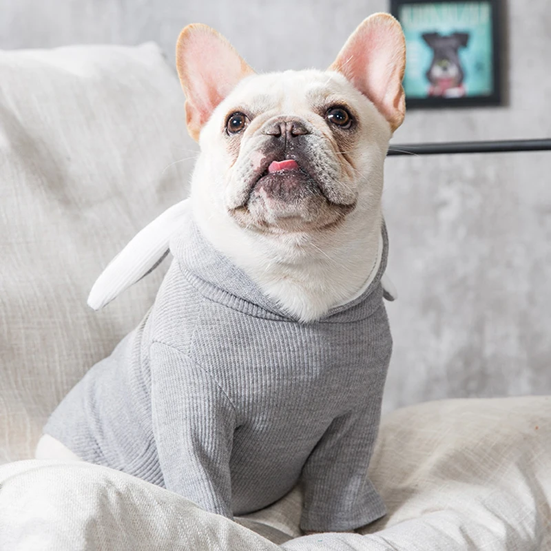 Cute French Bulldog Hooded Coat Jacket Winter Warm Pet Clothes for Small Dogs Sweet Rabbit Ears Shape Puppy Cat Clothing Costume