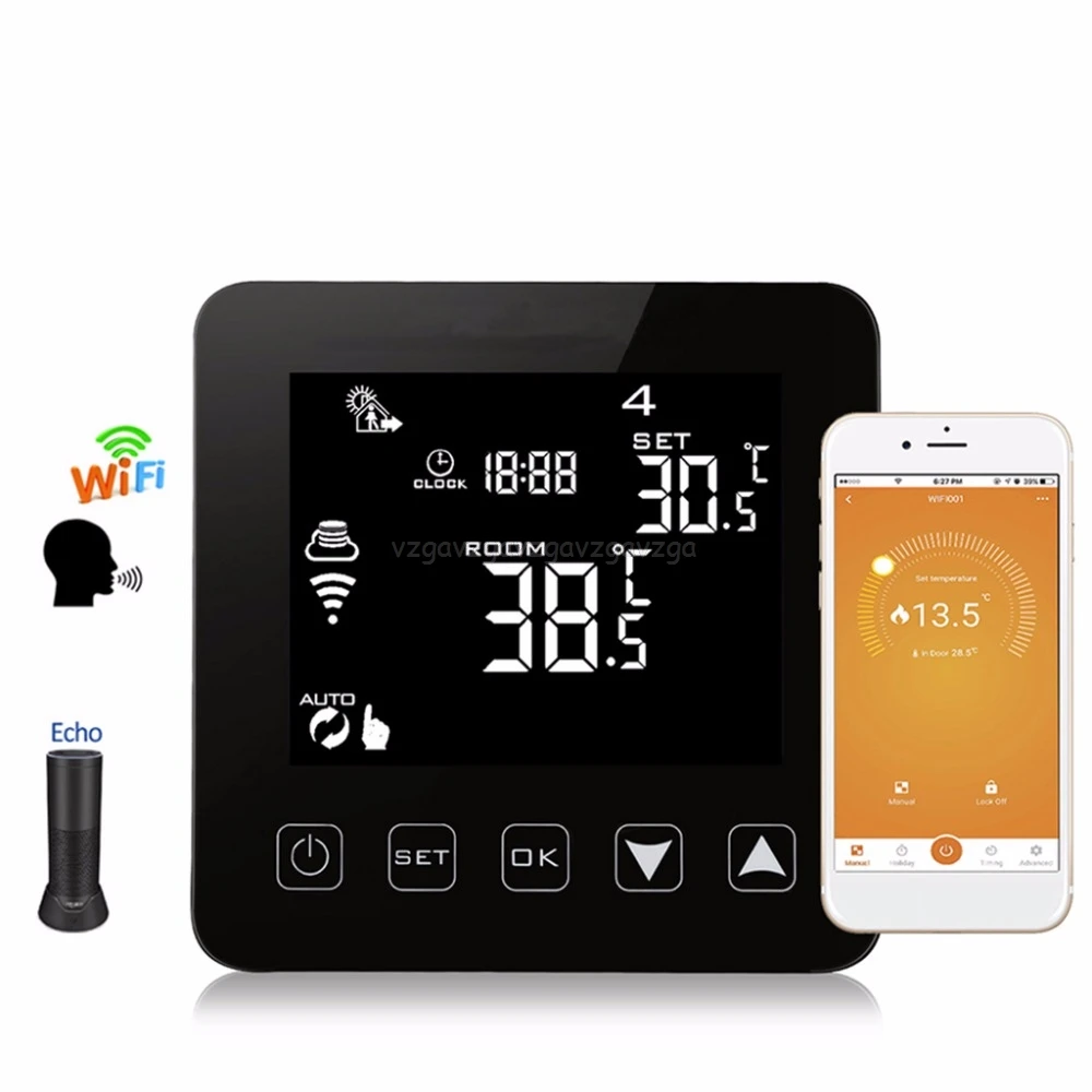 

WiFi Programmable Thermostat Echo Alexa Voice Control Electric Floor Heating Room Temperature Control 16A 100-240V