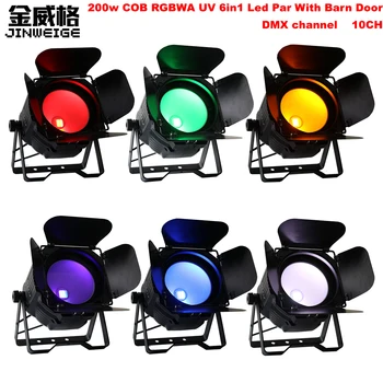 

Free Shipping 6pcs/Lot 200w Led COB Par Light RGBWA UV 6in1 BarnDoor Par Can DMX Stage DJ Light