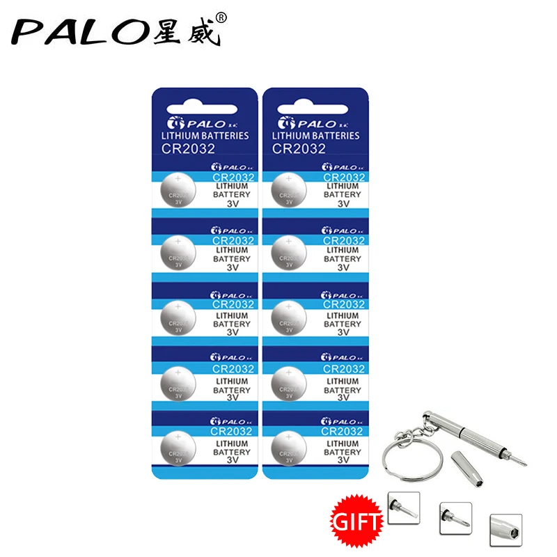 

PALO 10PCS Batterie CR2032 batteries 2032 3V Lithium Type Button Coin Cell Watch Battery 5004LC ECR2032 DL2032 KCR2032