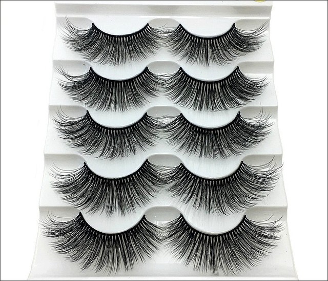 5 pairs 3D mink false eyelashes natural makeup eyelash extension long cross volume soft fake eye lashes winged faux cils