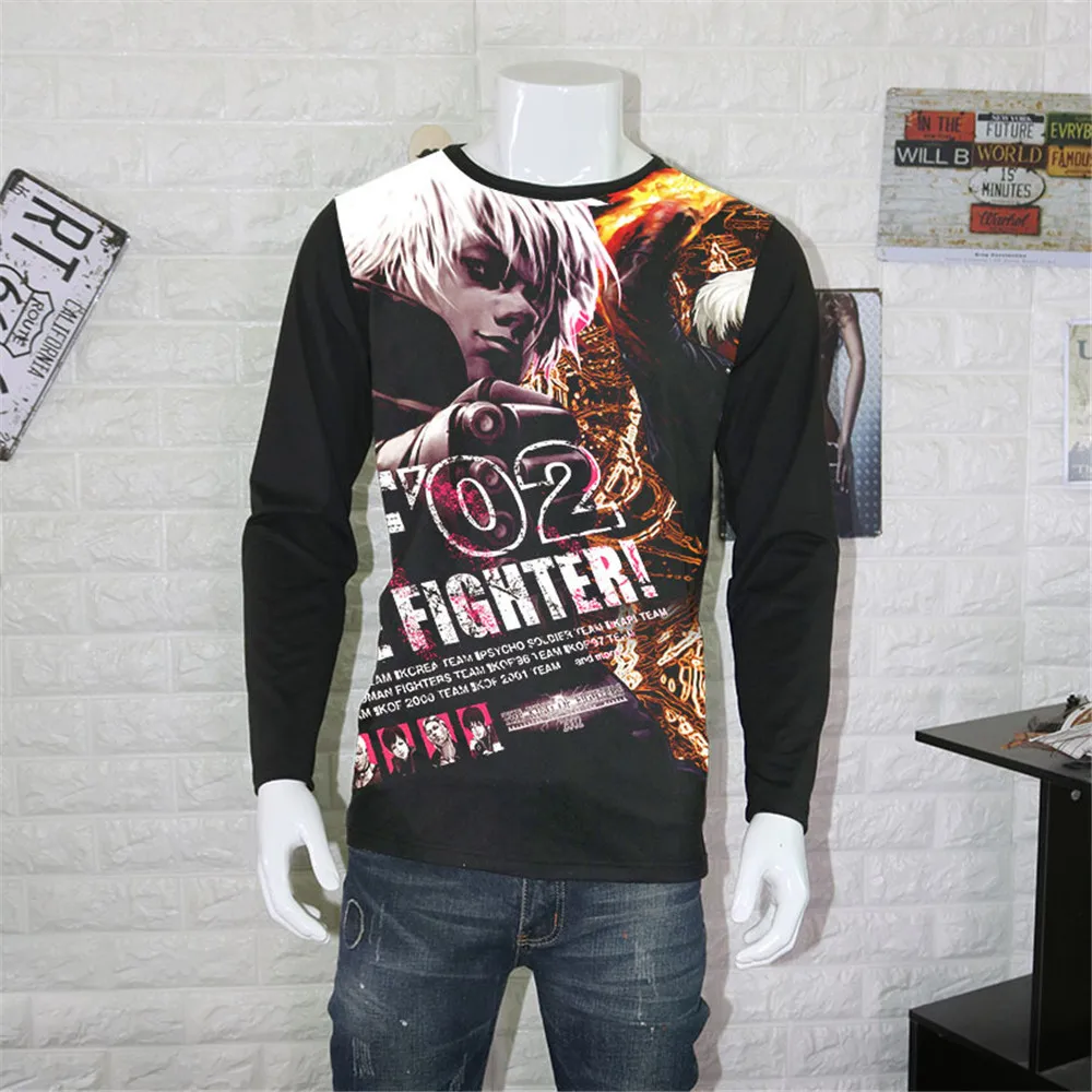 Футболка мужская с длинным рукавом Косплей Аниме/игра Король бойцов/KOF
