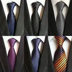 Shifoputi Для мужчин S галстук Галстук шелковый Для мужчин Галстуки в полоску синий черный моды Для мужчин S Галстуки жаккардовые Галстуки для