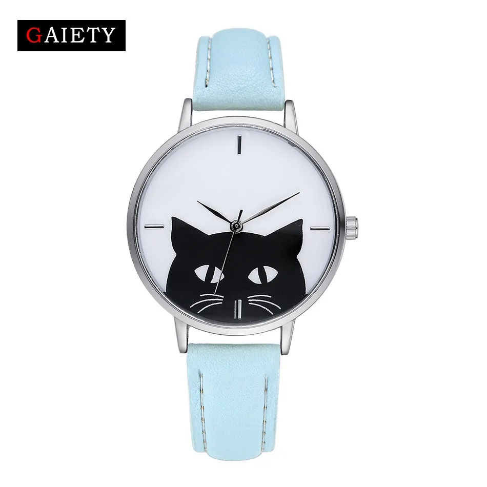 

Fashion Watches For Women Leather Quartz Wristwatches Cartoon Black Cat Print Ladies Female Girls Watch Student Clock Relogio