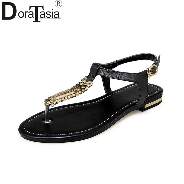 DoraTasia 2018 Wholesale Plus Size 31-46 Cow Genuine Leather Summer Sandals Women Fashion Low Heels Quality Casual Shoes Woman