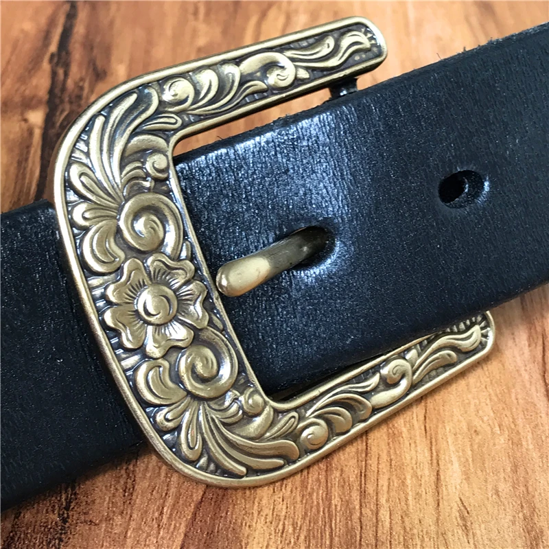 

Thick Leather Belt Men Brass Pin Belt Buckle Vintage Men Belt Ceinture Homme Male Strap Jeans Cinturon Hombre Riem MBT0544