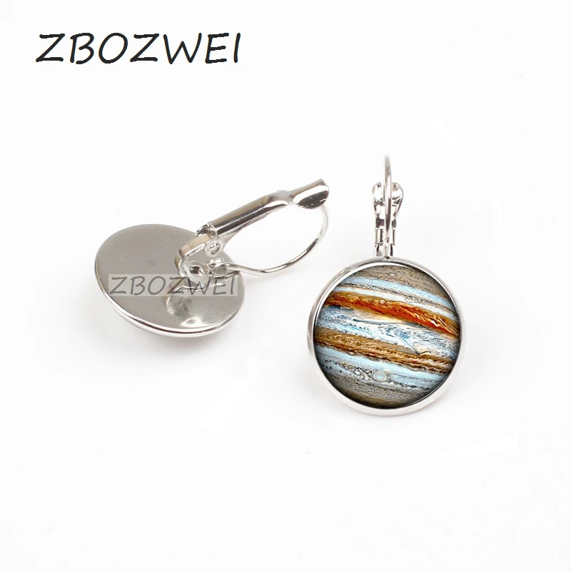 

ZBOZWEI 2018 1 pcs jupiter earring, Planet earring, crystal jewelry Galaxy universe science Dome Cabochon earring
