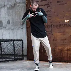 Человек Si Tun Новая мода Канье Уэст Oversize-футболка в стиле хип-хоп Футболка Для мужчин рваные Сломанные Отверстия хлопковые одноцветные