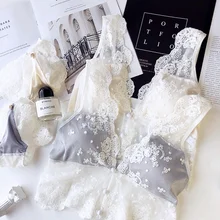 Wriufred, женский бюстгальтер с треугольными чашечками, сексуальный кружевной марлевый бюстгальтер с вышивкой, комплект нижнего белья с бюстгальтером размера плюс, комплект нижнего белья