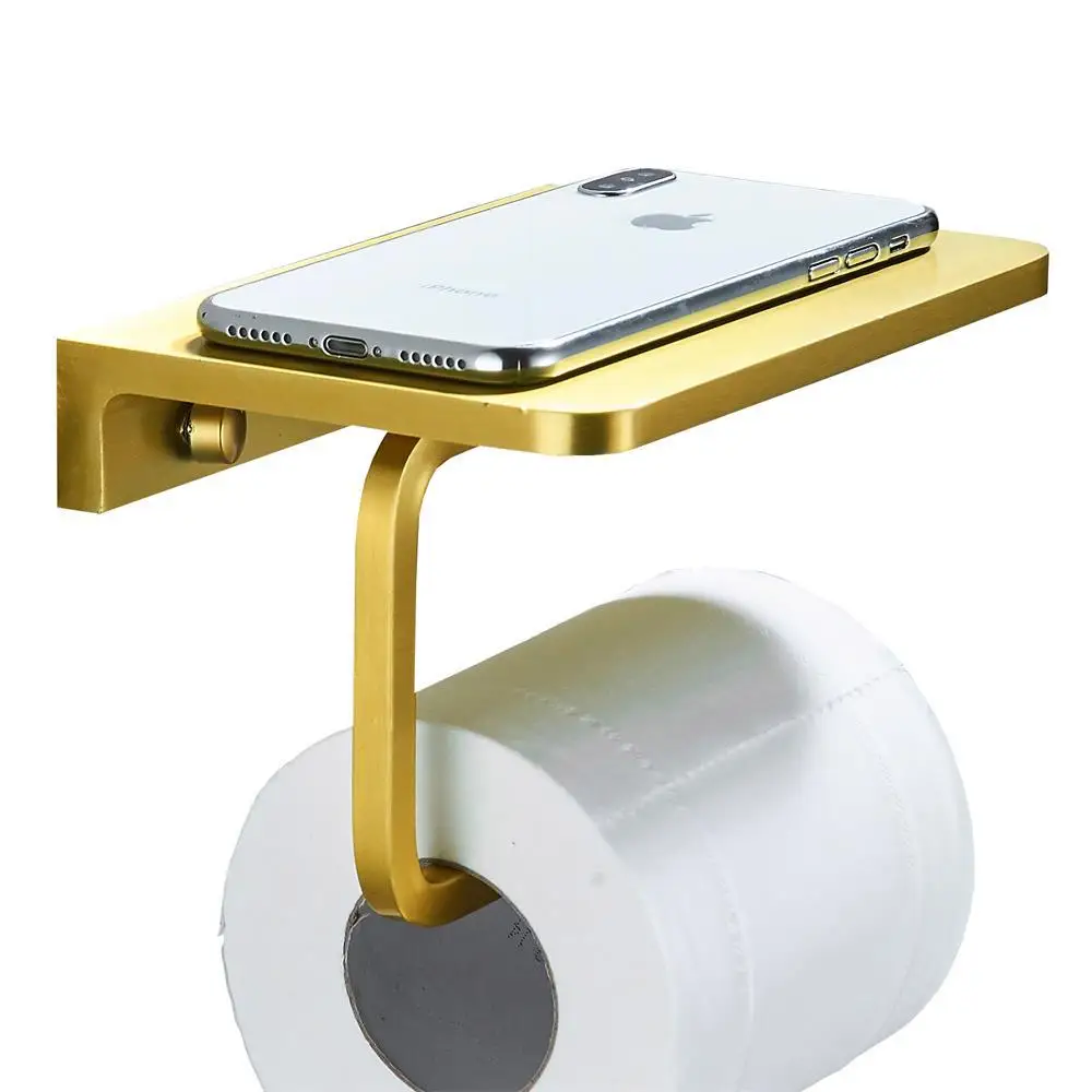 

Bathroom Paper Holder with Phone Shelf Bathroom Mobile Phones Holder Gold Tissue Holder Rack Toilet Paper Holder Tissue Boxes