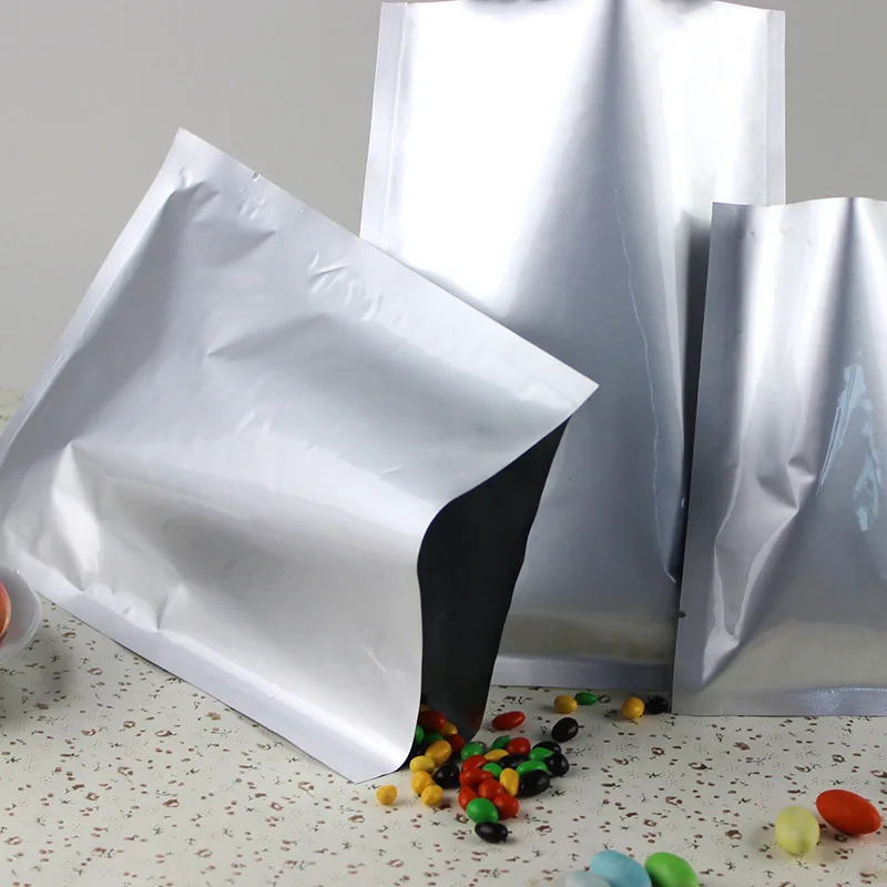 50pcs 9*13cm Pure Aluminum Foil Flat Pocket Plastic Packaging Bag Food
