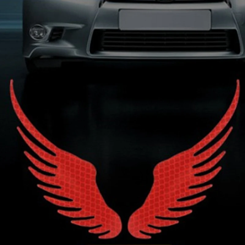

2Pcs/Set Safety Warning Reflective Car Sticker Angel Wings Reflective Warning Sign Funny Decal Sticker Reflective