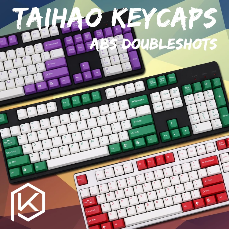 

taihao abs double shot keycaps for diy gaming mechanical keyboard color of red green blue purple wihte black dolch pink