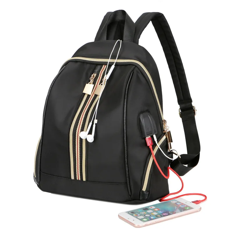 New Womens Backpack With Usb Charging Port Headphone Mouth Backpack ...