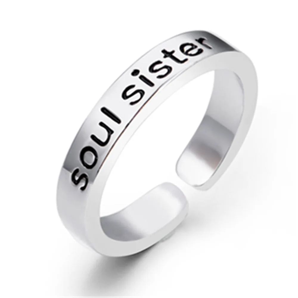 

Rings for Girls Soul Sister Friendship Gift Birthday Present for Best Friend Stainless Steel Jewelry QH0197
