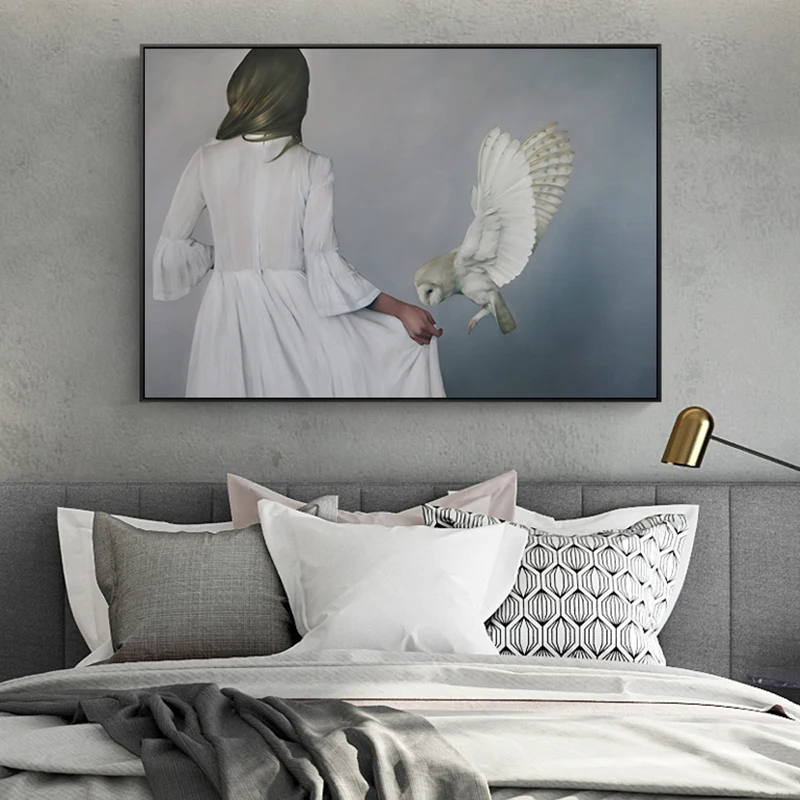 

Modern Minimalist Woman In White Dress Canvas Painting Posters Print Unique Decor Wall Art Pictures For Living Room Bedroom Cafe