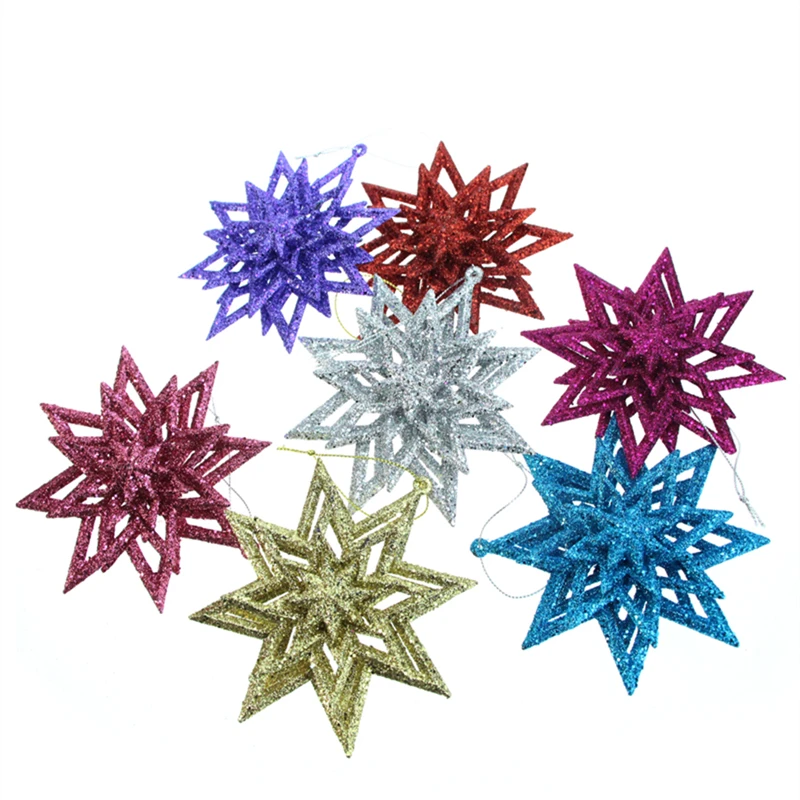 

1 PC Gold Powder Five-layer Multi Angle Star Christmas Decorations Xmas Tree Present Adornments DIY Party Production Accessories