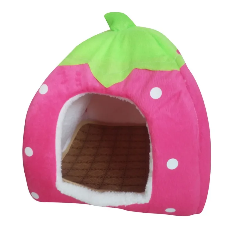 Складной кошка собака Питомник теплый Подушка клубника Форма Губка Pet House собака гнездо с летней мата Складной кошка собака Питомник теплый Подушка клубника Форма Губка Pet House собака гнездо с летней мата