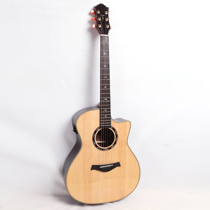 

handmade ebony wood acoustic-electric guitar