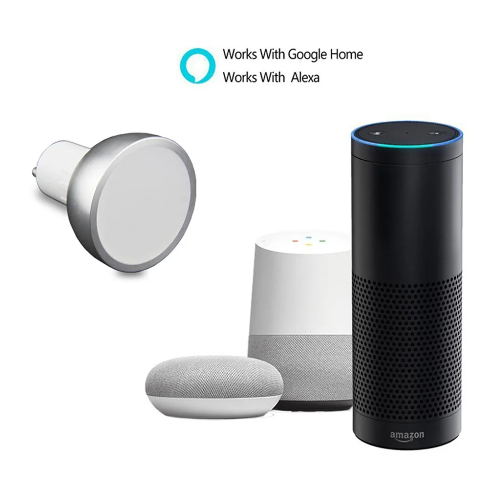 Умная лампа для дома, совместимый для Alexa и Google, 5 W Dimmable, Wi-Fi GU10 RGBW, Управление на смартфон планшет, цвет светло