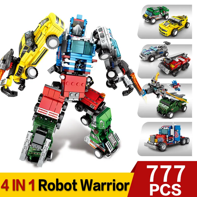 

Transformation Building Blocks Compatible LegoiNglY City Trucks Car Helicopter Brick Toy For Children