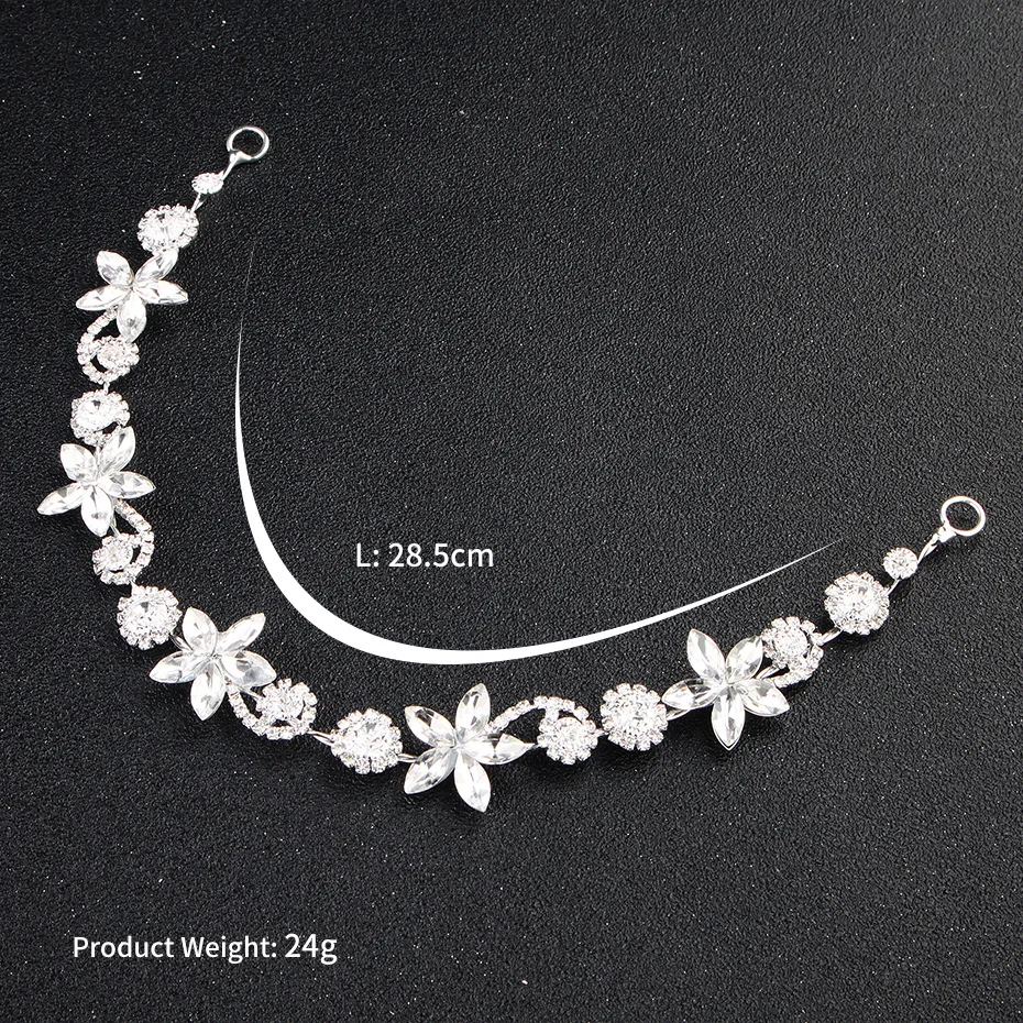 Silver Alloy Rhinestone Headwear Hair Chains Women Fashion Shining Floral Hairbands Wedding Flower Vine Bride Head Chain